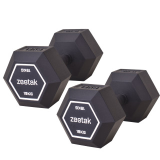 دمبل شش ضلعی تمام لاستیک مارک دار 15 کیلویی ZEETAK