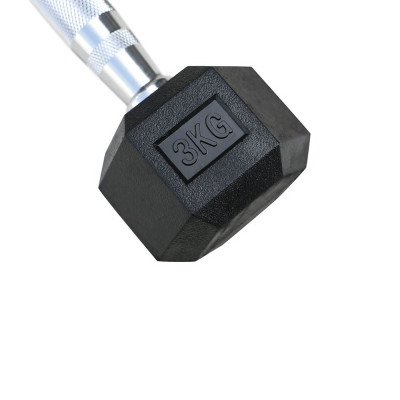 دمبل 6 ضلعی مشکی 3 کیلویی POWERGYM (بسته 2 عددی)